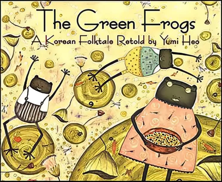 Book cover of 'The Green Frogs: A Korean Folktale'