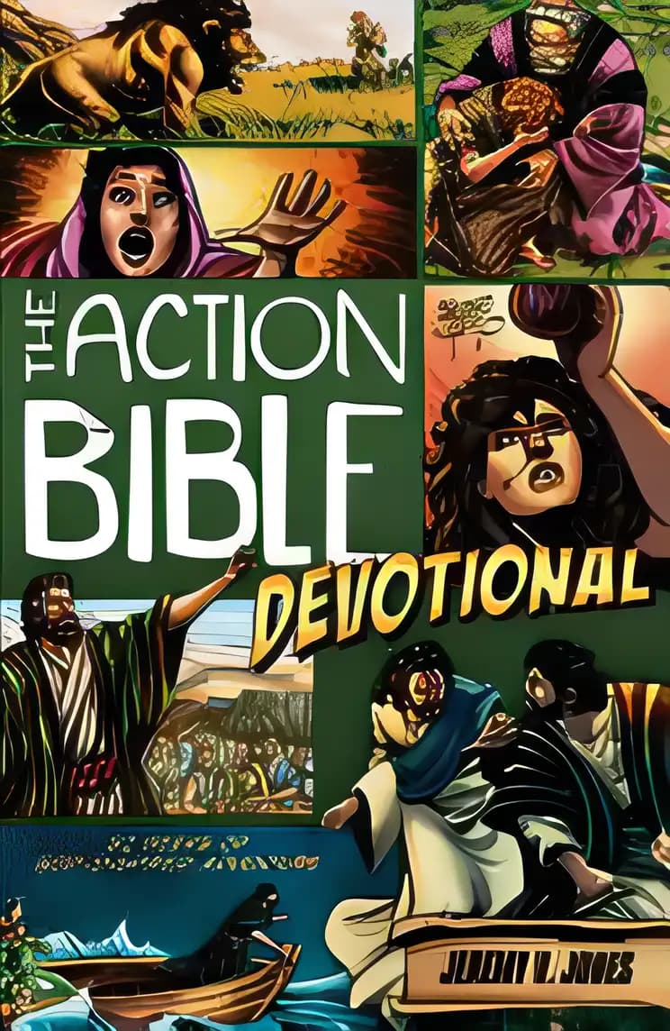 Book cover of 'The Action Bible Anytime Devotions: 90 Ways to Help Kids Connect with God Anytime, Anywhere (Action Bible Series)'