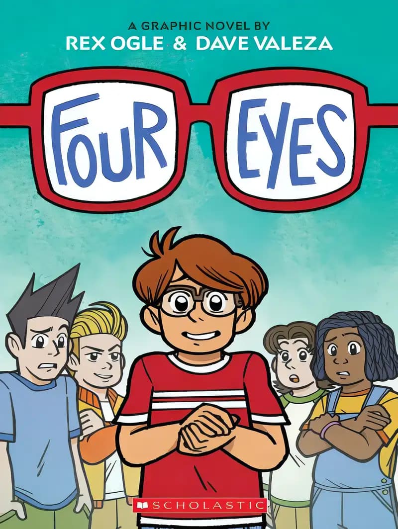 What makes Four Eyes: A Graphic Novel (Four Eyes #1) a must-read? Book cover of 'Four Eyes: A Graphic Novel (Four Eyes #1)'