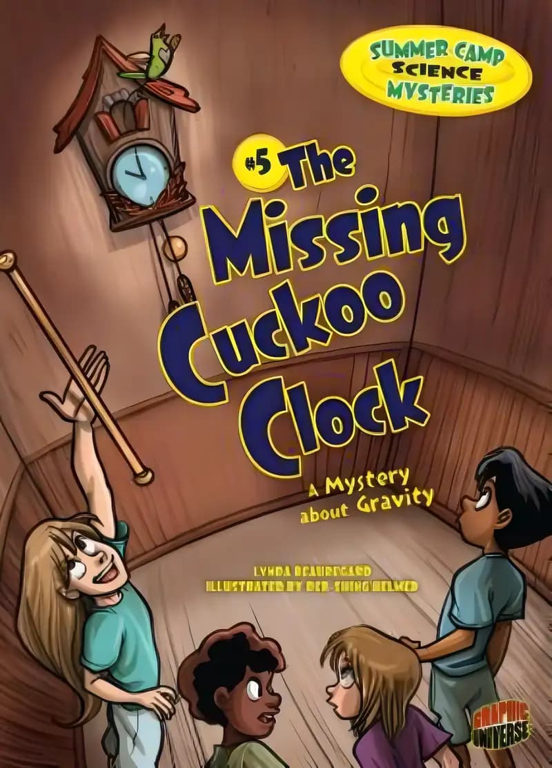 Book cover of 'The Missing Cuckoo Clock: A Mystery about Gravity (Summer Camp Science Mysteries)'