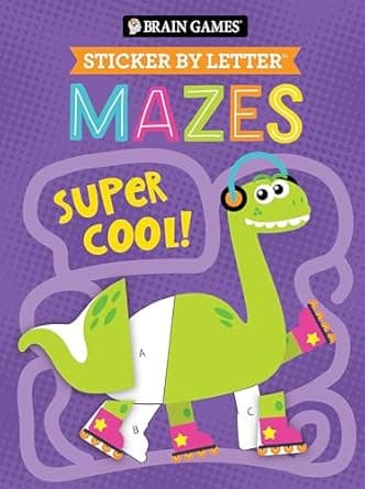 Book cover of 'Brain Games - Sticker by Letter - Mazes: Super Cool!'