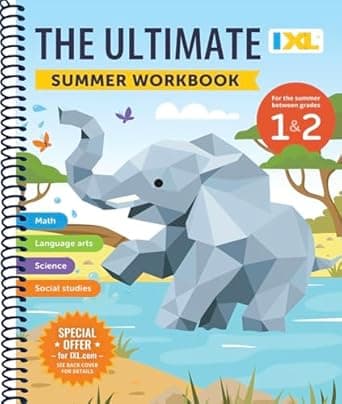 Book cover of 'IXL Ultimate Summer 1st to 2nd Grade Workbook, Math, Reading Comprehension, Language Arts, Geography, Science, Social Studies, and Writing Practice for Kids (IXL Ultimate Summer Workbooks)'