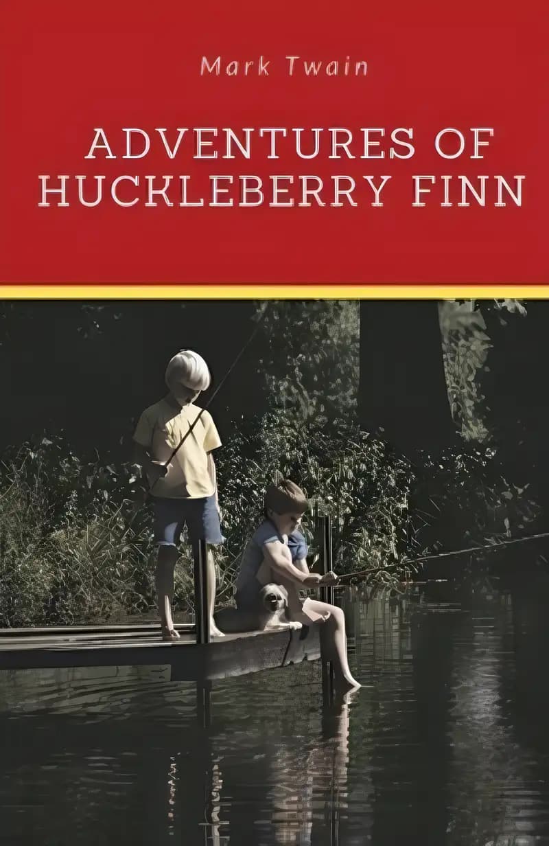 Book cover of 'Adventures of Huckleberry Finn: A novel by Mark Twain told in the first person by Huckleberry "Huck" Finn, the narrator of two other Twain novels (Tom ... sequel to The Adventures of Tom Sawyer.'