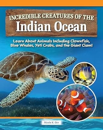 Book cover of 'Incredible Creatures of the Indian Ocean: Learn About Animals Including Clownfish, Blue Whales, Yeti Crabs, and the Giant Clam! (Curious Fox Books) Sea Animal Fun Facts for Kids Ages 4-10'