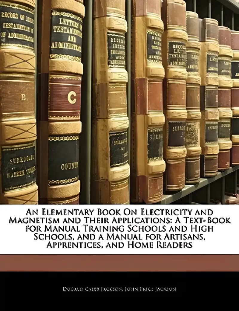 Book cover of 'An Elementary Book On Electricity and Magnetism and Their Applications: A Text-Book for Manual Training Schools and High Schools, and a Manual for Artisans, Apprentices, and Home Readers'