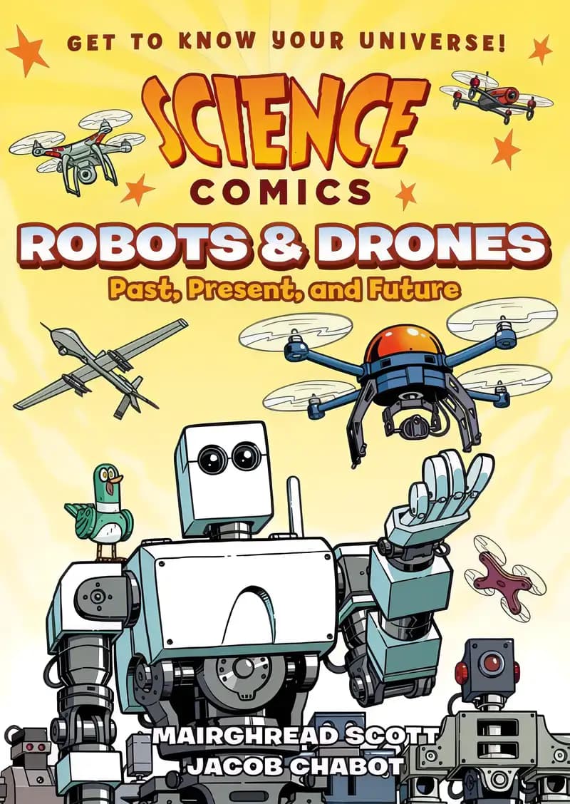 Book cover of 'Science Comics: Robots and Drones: Past, Present, and Future'